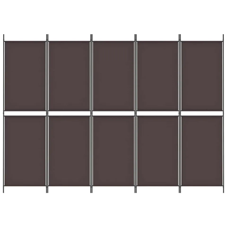 vidaXL Kamerscherm met 5 panelen 250x180 cm stof bruin
