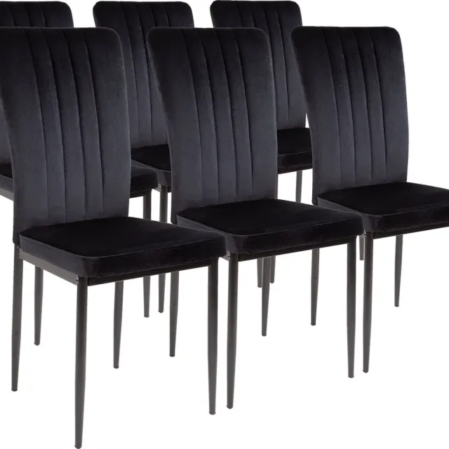 Albatros International Albatros Modena Eetkamerstoelen met Fluwelen hoes, Set van 6, Zwart - Stijlvol Vintage Design, Fluwelen hoes, SGS-goedgekeurde gestoffeerde stoel - Moderne Keukenstoel, Eetkamerstoel of Eettafelstoel