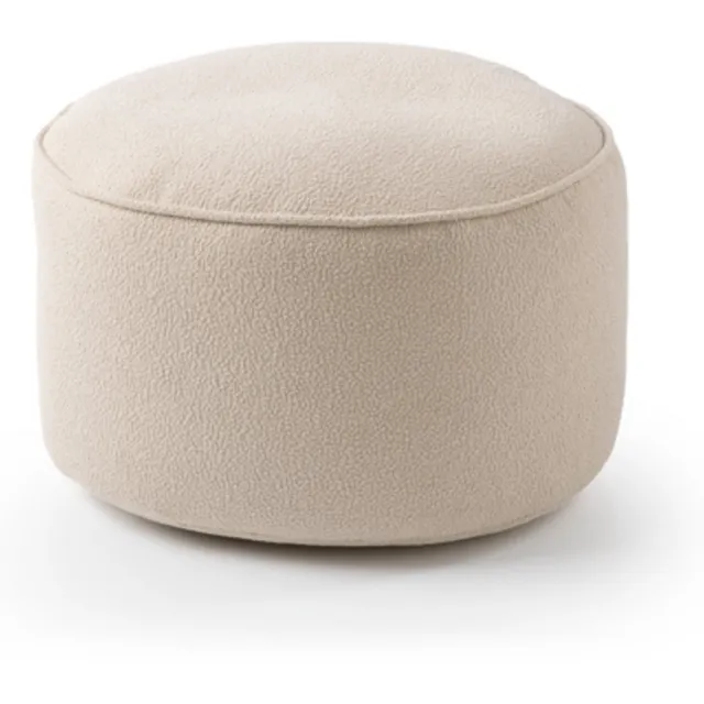 Lumaland zitzak poef uit de Teddy-serie | Indoor poef met vulling | compacte fauteuil incl. EPS-korrels | 3 in 1: poef, tafeltje & voetenbankje | Bean Bag - klein & zacht | Ø 25 x 45 cm Beige