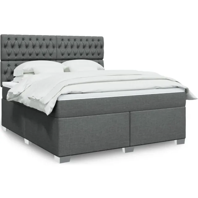 vidaXL Boxspring met matras stof donkergrijs 180x200 cm grijs