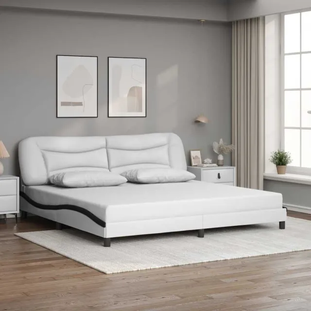 vidaXL Bedframe zonder matras "Hvar" kunstleer wit en zwart 200x200 cm
