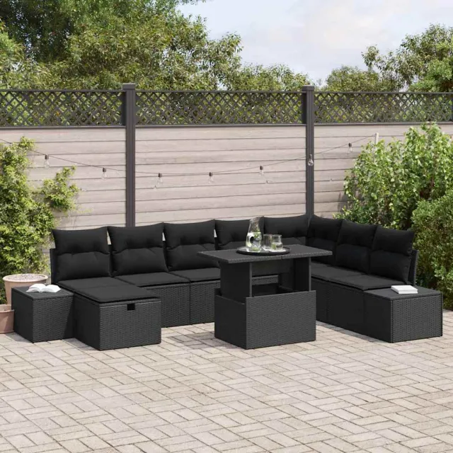 vidaXL Tuin Sofa Set 11 st poly rattan Zwart