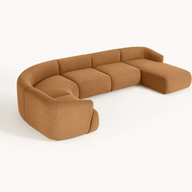Westwing Collection Modulaire bouclé bankstel Sofia lichtbruin