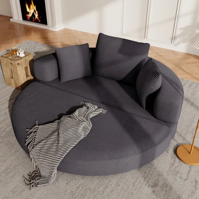 MODENUIT Slaapbank 173 x 176 cm - Opvouwbaar 2-in-1 Met Kussens - Voor Woonkamer En Slaapkamer - Stof - Zwart