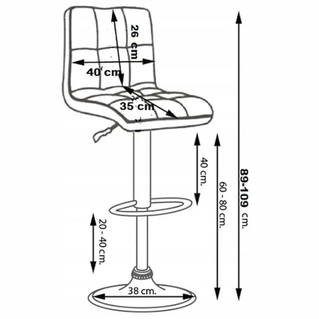 F.H. Angel Moderne Grijze Barstoel Keuken Stoel Hoge Fauteuil 360° Draaibaar Grey