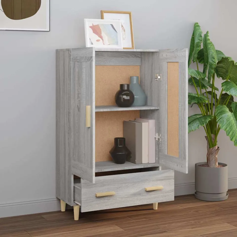 vidaXL Hoge kast 70x31x115 cm bewerkt hout grijs sonoma eikenkleurig, foto 3
