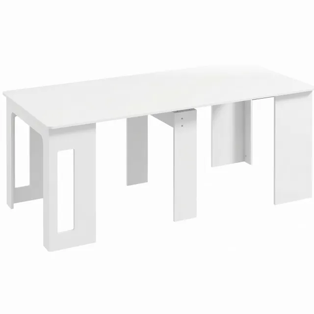 Homona Uitschuifbare eettafel - Voor maximaal 6 personen - Met opbergruimte voor verlengbladen - 60-180 x 85 x 75 cm - Wit