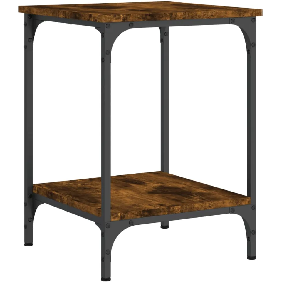vidaXL Salontafel 40x40x55 cm bewerkt hout gerookt eikenkleurig, foto 4