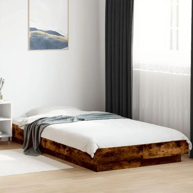 vidaXL Bedframe bewerkt hout gerookt eikenkleurig 90x190 cm Bruin