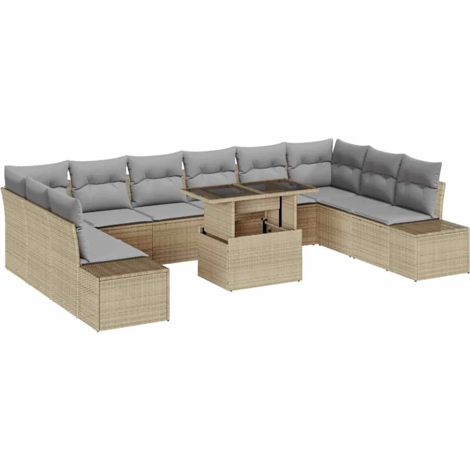 vidaXL Tuin Sofa Set 11 st Beige poly rattan