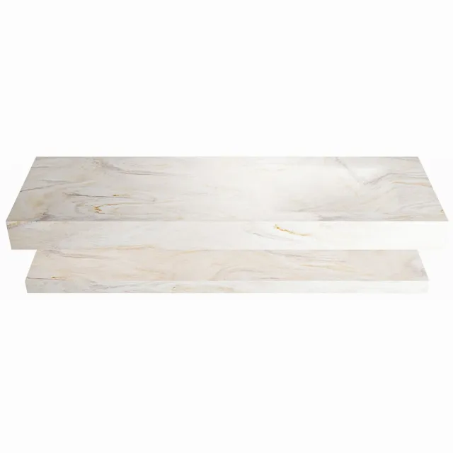Mondiaz ALAN-DLUX 150cm planchet Ostra. Vrijhangende wastafel CLOUD rechts 1 kraangat, kleur Ostra.