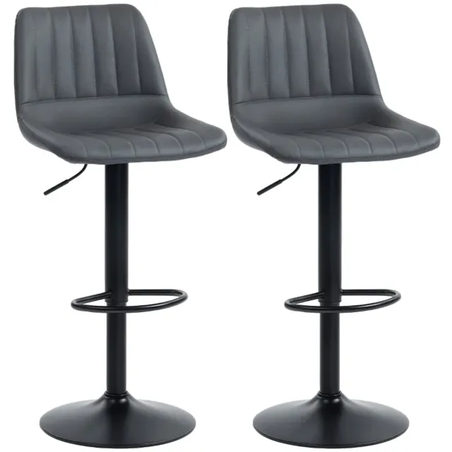 ZYLARO Barkruk - Set Van 2 - Retro Design - Met Voetsteun - In Hoogte Verstelbaar - 43 x 49,5 x 111 cm Donkergrijs