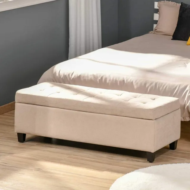 COVREO Opbergbank 125 x 49 x 41,5 cm beige, polyester met opbergruimte