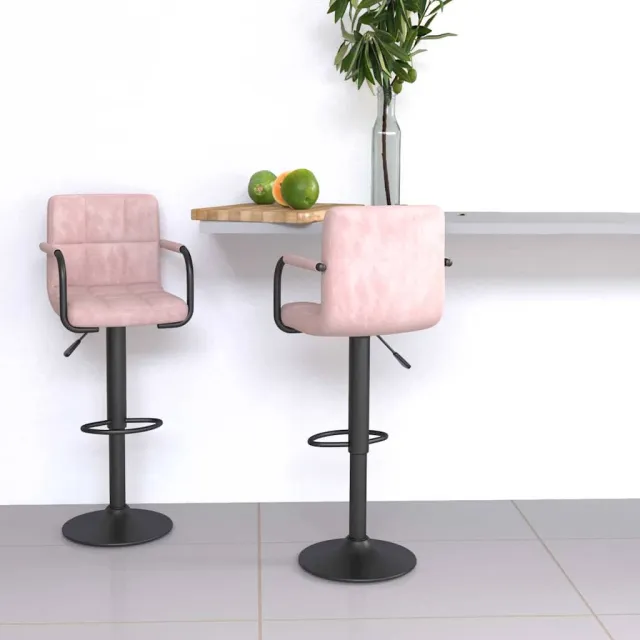 vidaXL Barkrukken 2 st fluweel roze, foto 2