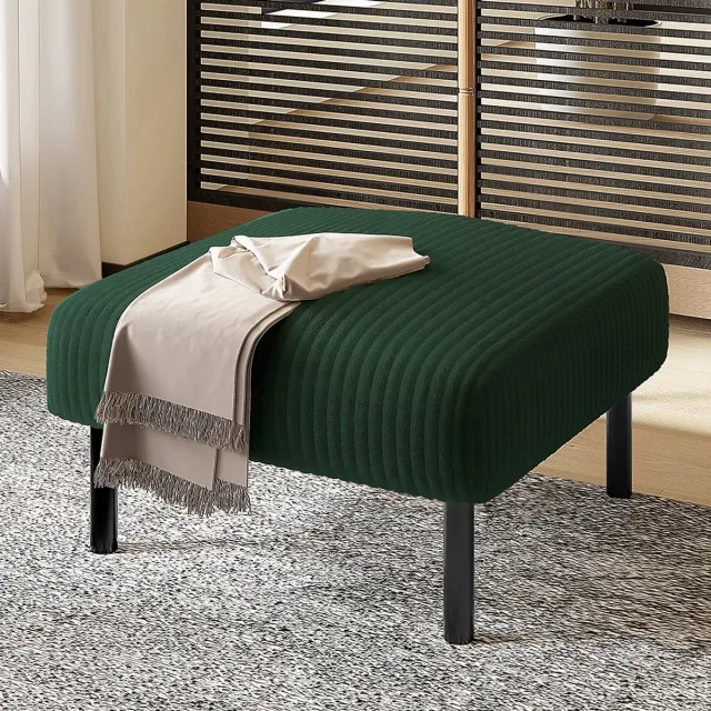 Pugsdrly Kruk van hoogwaardig geribd textiel met metalen frame – Ultrazachte fluwelen bekleding voor ultiem comfort – Veelzijdig, te gebruiken als voetenbank, kruk of bijzettafel – Supersnelle montage zonder gereedschap Smaragdgroen