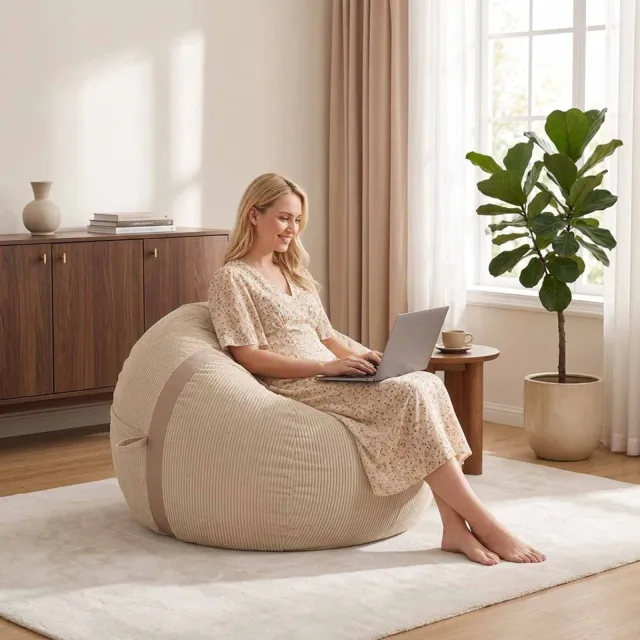 vidaXL Zitzakstoel Taupe 124 x 96 x 96 cm corduroy