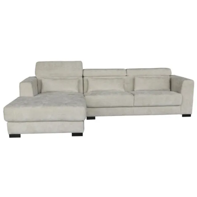 Tower Living Brighton hoekbank 3-zits chaise longue links stof XS85 ivoor 282x196x76 cm Naturel
