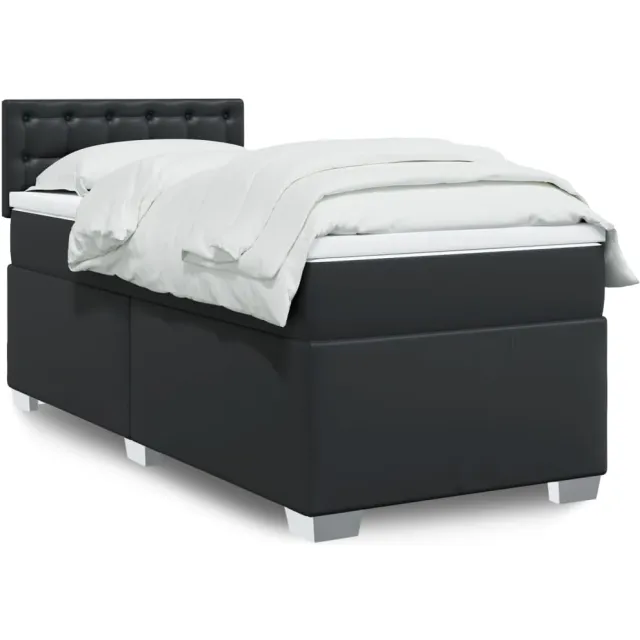 vidaXL Boxspring met matras kunstleer zwart 80x200 cm