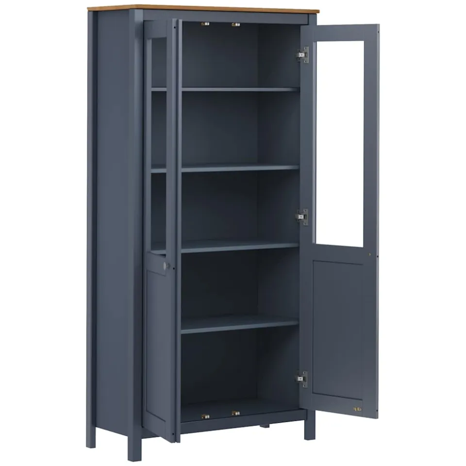 vidaXL Hoge kast Hill 85x37x170,5 cm massief grenenhout grijs, foto 2