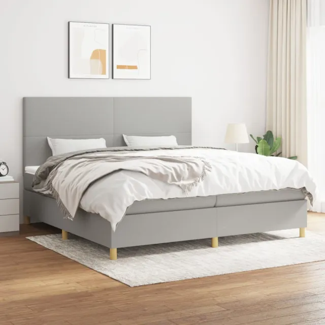 vidaXL Boxspring met matras stof lichtgrijs 200x200 cm grijs