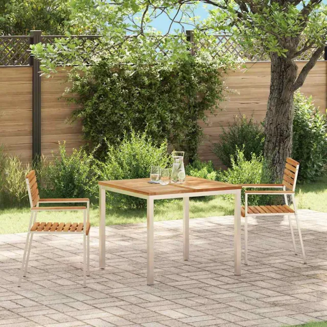 vidaXL Tuinstoel 2 st Massief Teakhout en RVS Bruin