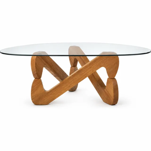 Mura Logistiek Mura Salontafel - Bijzettafel - Koffietafel - Coffee Table - Gehard Glas Blad - 8mm Glasdikte - Transparant - Houten Poten