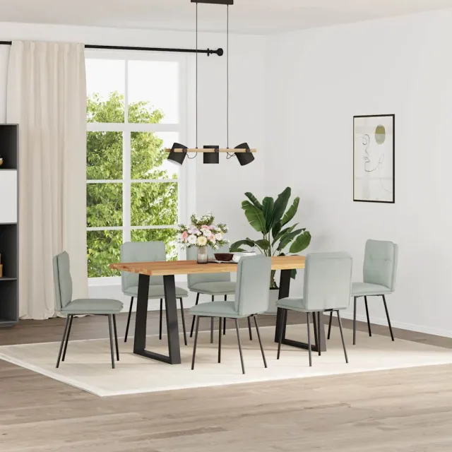 vidaXL Eetkamerstoelen 6 st fluweel lichtgrijs grijs, foto 2