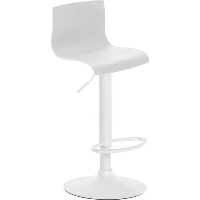 CLP Hover Barkruk - Met rugleuning - Voetsteun - Kunststof - wit/wit