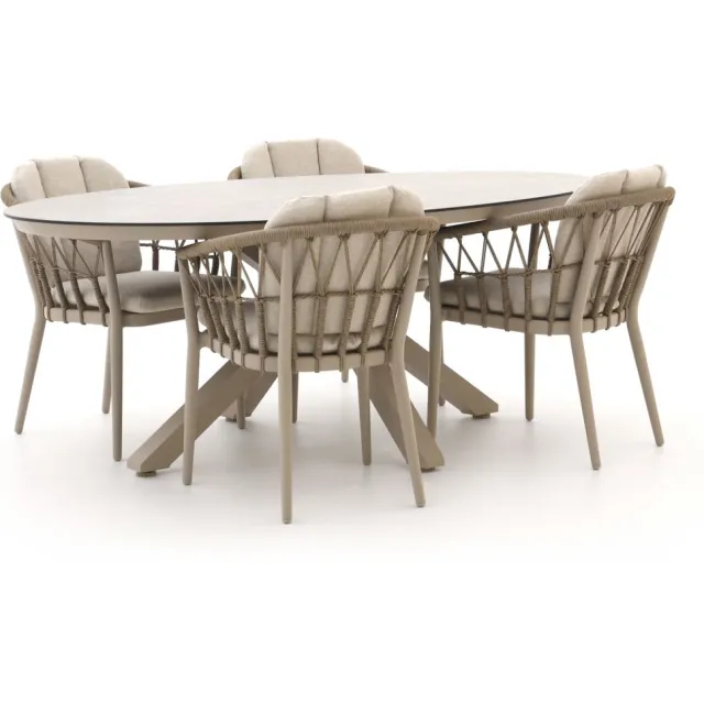 Tierra Outdoor SantaFe/Oblong 200cm dining tuinset 5-delig Taupe