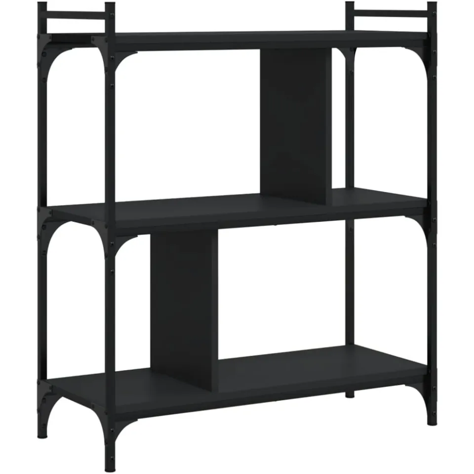 vidaXL Boekenkast 3-laags 76x32x88 cm bewerkt hout zwart, foto 3