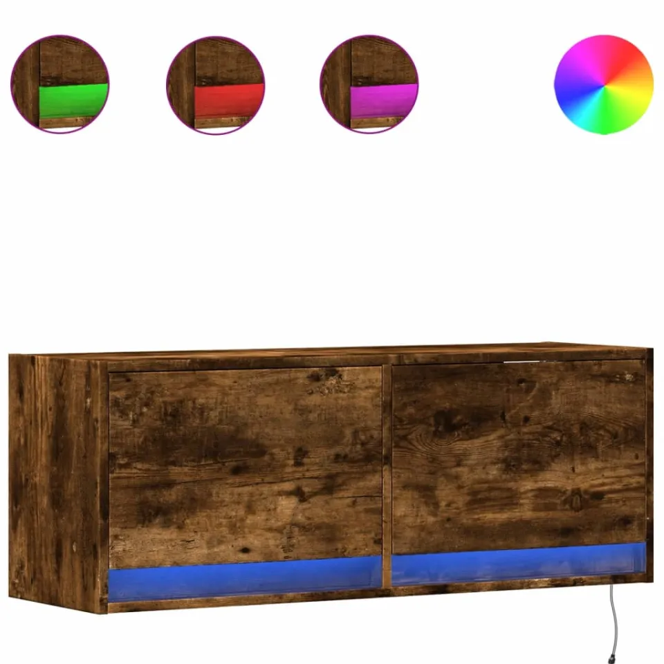 vidaXL Tv-wandmeubel met LED-verlichting 100x31x35 cm gerookt eiken, foto 3