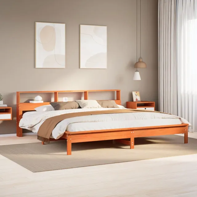 vidaXL Bedframe zonder matras massief grenenhout wasbruin 200x200 cm bruin