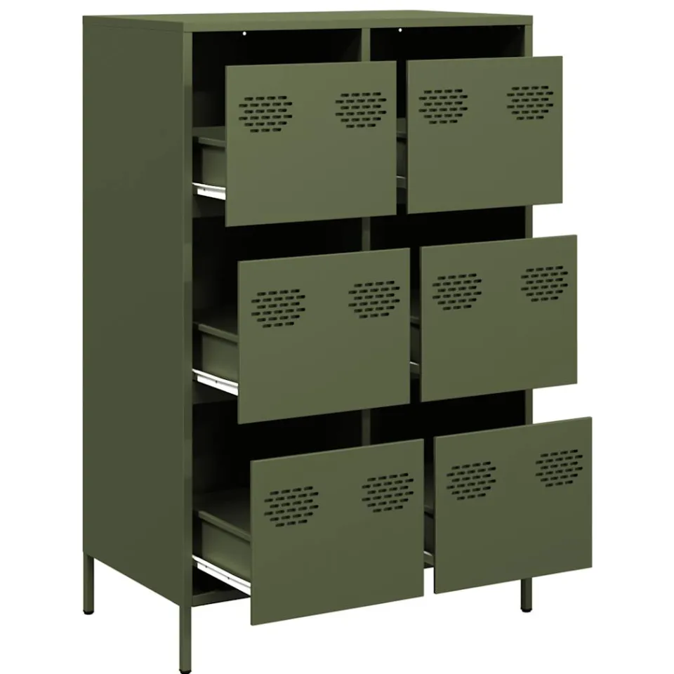 vidaXL Hoge kast 68x39x101,5 cm staal olijfgroen, foto 4