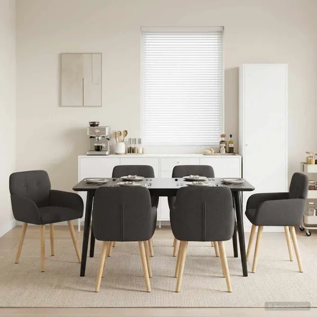 vidaXL Eettafelstoelen 6 st Bouclé Donkergrijs 59 x 56,5 x 85 cm