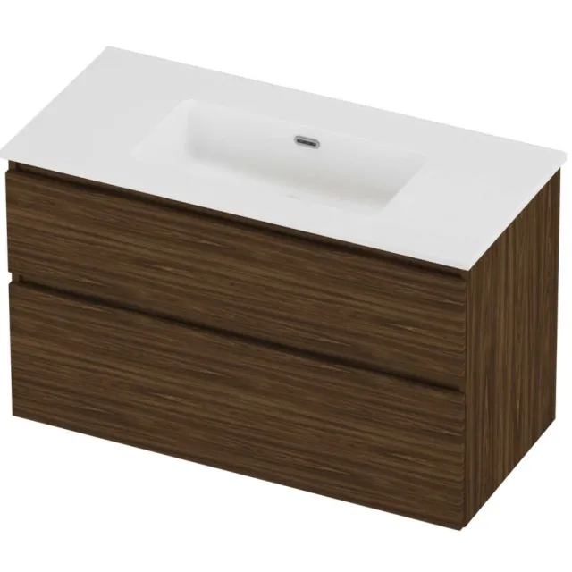 Proline Tribute Badmeubelset Porselein Elegant Zonder Kraangat 100x46x62 cm Mat White Cabana Oak Eiken