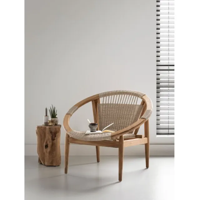 Must Living Kumo fauteuil synthetisch touw en gerecycled teakhout - 80 × 90 × 70 cm Naturel