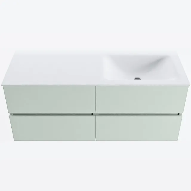 Mondiaz VICA 120cm badmeubel onderkast Greey 4 lades. Wastafel CLOUD rechts 1 kraangat, kleur Talc.