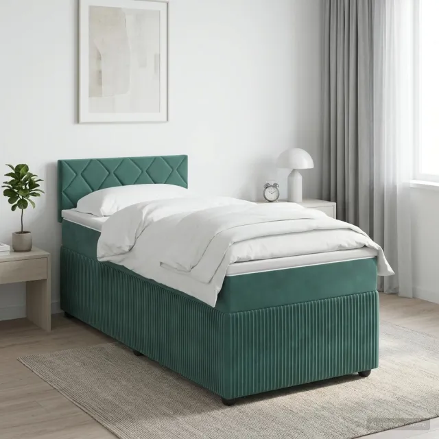 vidaXL Boxspringbed met matras Donkergroen 80 x 200 cm Fluweel
