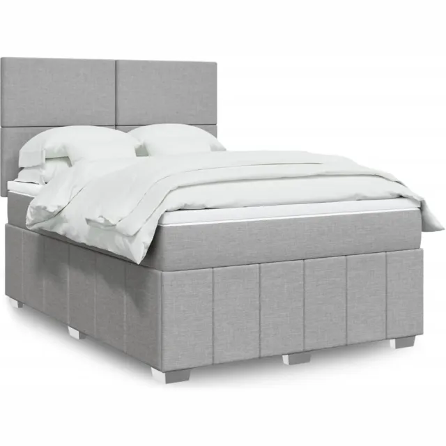 vidaXL Boxspring met matras stof lichtgrijs 160x200 cm grijs
