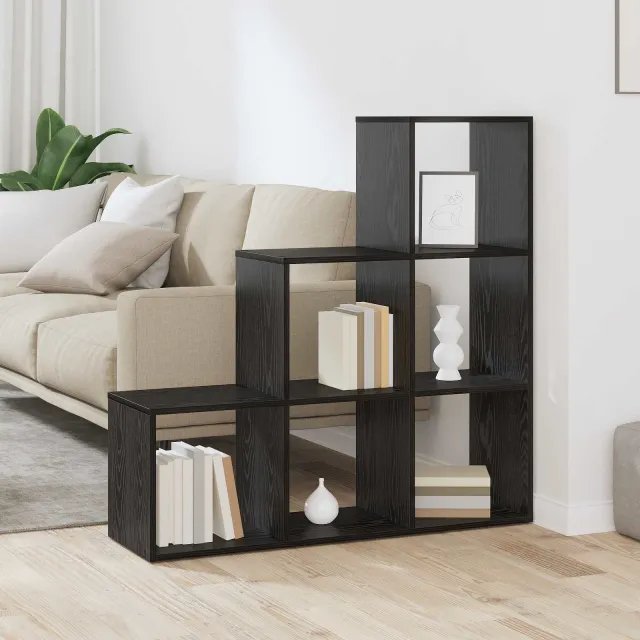 vidaXL Kamerscherm Boekenkast 6-laags 99 x 29 x 99 cm Bewerkt hout zwart, foto 2
