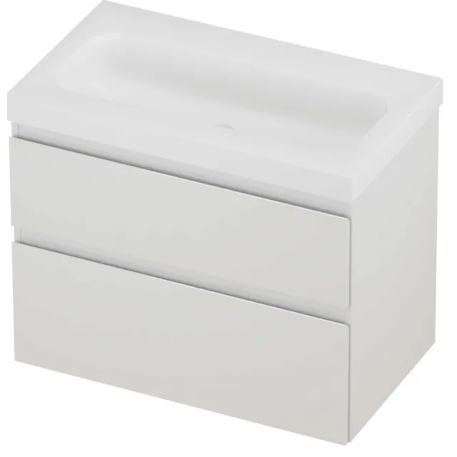 Proline Haga Badmeubelset Polystone Mezza Zonder Kraangat 80x46x66 cm Mat White Glans Wit