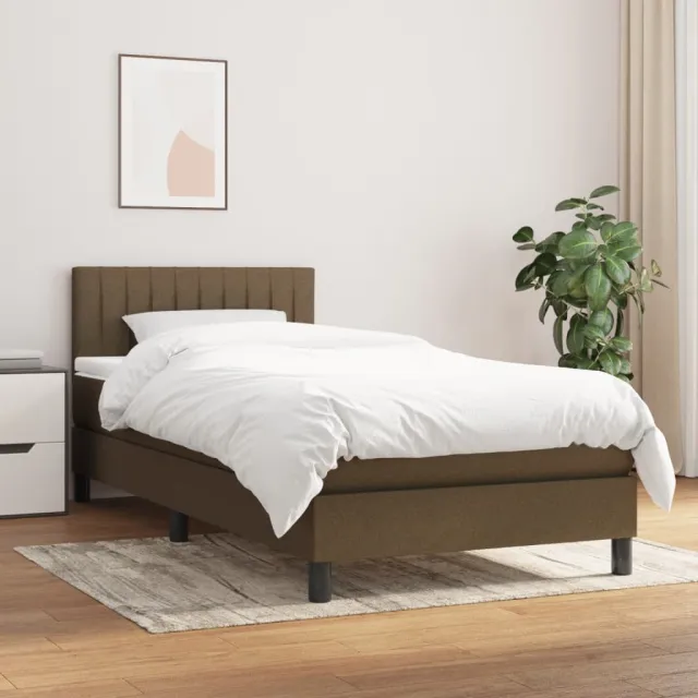 vidaXL Boxspring met matras stof donkerbruin 80x200 cm bruin