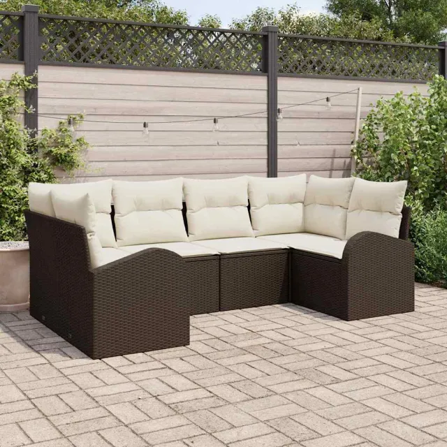 vidaXL Tuin Sofa Set 6 st 6-zits Bruin poly rattan, foto 2