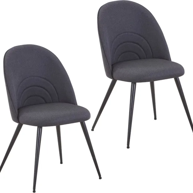 SVITA ANITA set van 2 eetkamerstoelen - Gestoffeerde eetkamerstoel Keukenstoel Stoffen bekleding Zwart