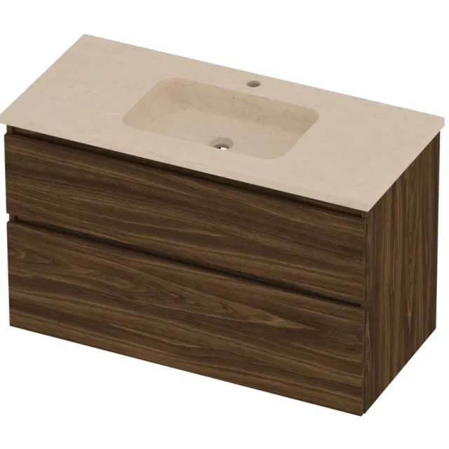 Proline Rollo Badmeubelset Hardsteen Elegant 1 Gat 100x46x62 cm Sand Stone Cabana Oak Eiken