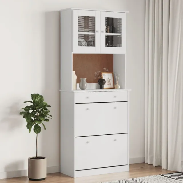 vidaXL Hoge kast ALTA 77x35x188 cm massief grenenhout wit
