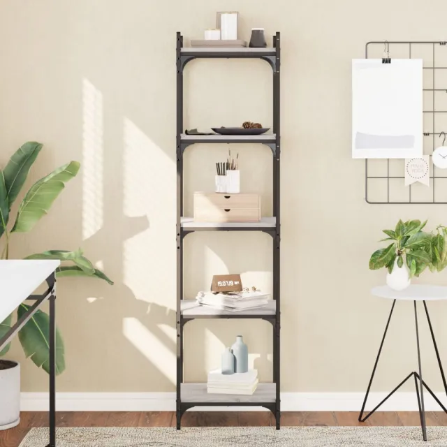 vidaXL Boekenkast 5-laags 40x30x154 cm bewerkt hout grijs sonoma eiken, foto 2