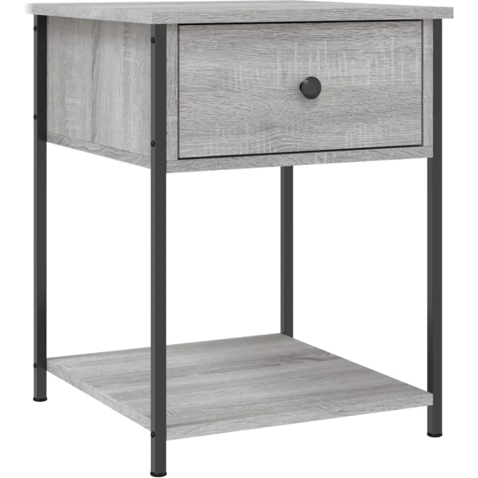 vidaXL Nachtkastjes 2 st 44x45x58 cm bewerkt hout grijs sonoma eiken
