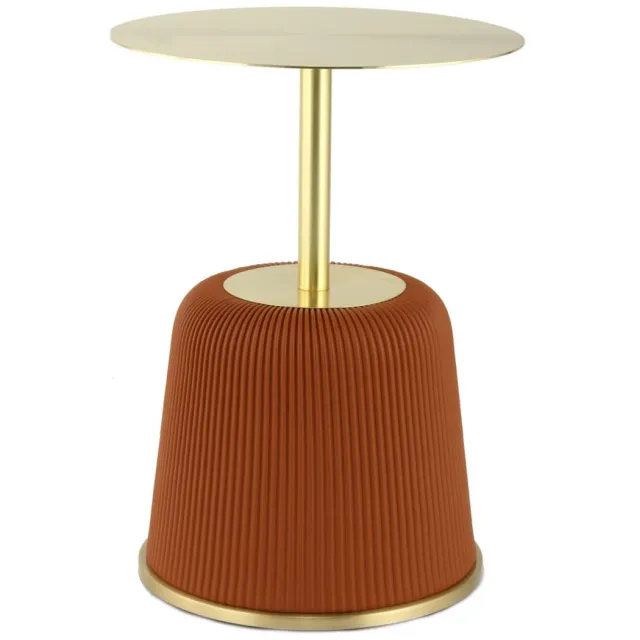 Padiro ronde bijzettafel - Ø 40 x 55 cm - Cognac - Modern Art deco Glamour - IJzer, MDF, Metaal oranje