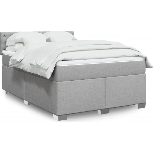 vidaXL Boxspring met matras stof lichtgrijs 140x200 cm grijs